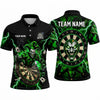 Maxcorners Darts Polo Shirt Evil Joker Clown Mascot Playing Cards Electric Lightning Target Board Multi Options Personalized Name, Team Name Unisex 3D Shirt (5 Colors)