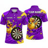 Maxcorners Darts Polo Shirt Cute Crowned Duck Mascot Sunglasses Stars Paint Splatter Target Board Multi Options Personalized Name, Team Name Unisex 3D Shirt (5 Colors)