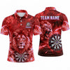 Maxcorners Darts Polo Shirt Roaring Lion Mascot Fiery Lightning Smoke Aura Target Board Multi Options Personalized Name, Team Name Unisex 3D Shirt (5 Colors)