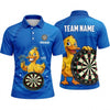 Maxcorners Darts Polo Shirt Funny Little Duck Mascot Crown Thumbs Up Target Board Multi Options Personalized Name, Team Name Unisex 3D Shirt (5 Colors)