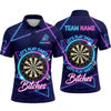 Maxcorners Darts Polo Shirt Retro Synthwave Neon Grid Triangle Frame Text Target Board Multi Options Personalized Name, Team Name Unisex 3D Shirt (5 Colors)