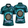 Maxcorners Darts Polo Shirt Retro Synthwave Neon Grid Triangle Frame Text Target Board Multi Options Personalized Name, Team Name Unisex 3D Shirt (5 Colors)