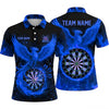 Maxcorners Darts Polo Shirt Flying Phoenix Bird Wings Spread Flaming Aura Glowing Target Board Multi Options Personalized Name, Team Name Unisex 3D Shirt (5 Colors)