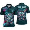 Maxcorners Darts Polo Shirt Cartoon Target Character Eyeglasses Sneakers Retro Neon Splatter Multi Options Personalized Name, Team Name Unisex 3D Shirt (5 Colors)