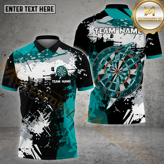 Maxcorners Darts Crack Dartboard Jersey Pattern Multicolor Options Personalized Name, Team Name 3D Polo Shirt (4 Colors)