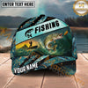 Maxcorners Fishing Teal Gold Angler Scene Personalized Name 3D Cap (12 Fish Species)