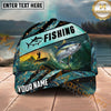 Maxcorners Fishing Teal Gold Angler Scene Personalized Name 3D Cap (12 Fish Species)