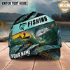 Maxcorners Fishing Teal Gold Angler Scene Personalized Name 3D Cap (12 Fish Species)