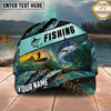 Maxcorners Fishing Teal Gold Angler Scene Personalized Name 3D Cap (12 Fish Species)