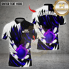 Maxcorners Bowling White Pattern Flaming Ball Impact Multicolor Options Personalized Name, Team Name Unisex 3D Shirt