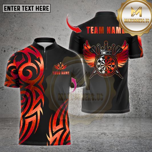 Maxcorners Darts Gold Vintage Crown Wings Multicolor Options Personalized Name, Team Name Unisex 3D Shirt