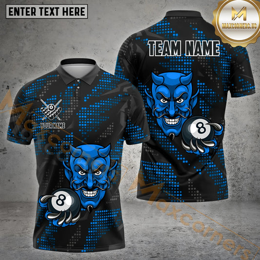 Maxcorners Devil 8-Ball Design Billiard Jersey Multicolor Options Personalized Name, Team Name 3D Shirt (4 Colors)