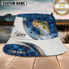 Maxcorners Fishing Blue Water Scale Pattern Personalized 3D Bucket Hat (12 Fish Species)