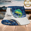 Maxcorners Fishing Blue Water Scale Pattern Personalized 3D Bucket Hat (12 Fish Species)