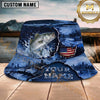 Maxcorners Fishing USA Flag Lake Camo Personalized 3D Bucket Hat (12 Fish Species)