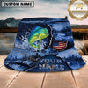 Maxcorners Fishing USA Flag Lake Camo Personalized 3D Bucket Hat (12 Fish Species)