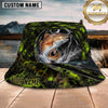 Maxcorners Fishing Green Honeycomb Lightning Personalized 3D Bucket Hat (12 Fish Species)