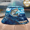 Maxcorners Fishing Ocean Marble Wave Personalized 3D Bucket Hat (12 Fish Species)