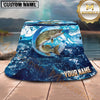 Maxcorners Fishing Ocean Marble Wave Personalized 3D Bucket Hat (12 Fish Species)
