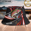 Maxcorners Fishing Red Black Lure Stripe Personalized 3D Bucket Hat (12 Fish Species)