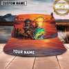 Maxcorners Fishing Pirate Sunset Angler Personalized 3D Bucket Hat (12 Fish Species)