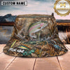 Maxcorners Fishing Marsh Camo Water Splash Personalized 3D Bucket Hat (12 Fish Species)