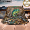 Maxcorners Fishing Marsh Camo Water Splash Personalized 3D Bucket Hat (12 Fish Species)