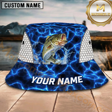 Maxcorners Fishing Electric Water Glow Personalized 3D Bucket Hat (12 Fish Species)