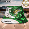 Maxcorners Fishing Green Smoke Camo Personalized 3D Bucket Hat (12 Fish Species)