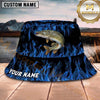 Maxcorners Fishing Blue Flame Personalized 3D Bucket Hat (12 Fish Species)