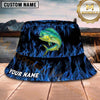 Maxcorners Fishing Blue Flame Personalized 3D Bucket Hat (12 Fish Species)