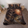 Maxcorners Fishing Skull Fisherman Sunset Personalized Name Unisex 3D Bedding Set