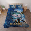 Maxcorners Fishing Blue Ocean Adventure Personalized Name Unisex 3D Bedding Set