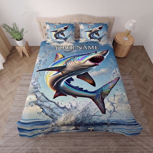 Maxcorners Fishing Colorful Ocean Water Splash Personalized Name Unisex 3D Bedding Set