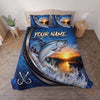 Maxcorners Fishing Blue Sunset Water Splash Personalized Name Unisex 3D Bedding Set