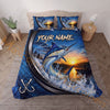 Maxcorners Fishing Blue Sunset Water Splash Personalized Name Unisex 3D Bedding Set