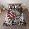 Maxcorners Fishing American Flag Sunset Adventure Personalized Name Unisex 3D Bedding Set