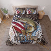 Maxcorners Fishing American Flag Sunset Adventure Personalized Name Unisex 3D Bedding Set