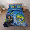 Maxcorners Fishing Skull Angler Orange Camouflage Personalized Name Unisex 3D Bedding Set