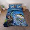 Maxcorners Fishing Skull Angler Orange Camouflage Personalized Name Unisex 3D Bedding Set