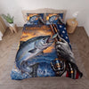 Maxcorners Fishing American Flag Camouflage Personalized Name Unisex 3D Bedding Set