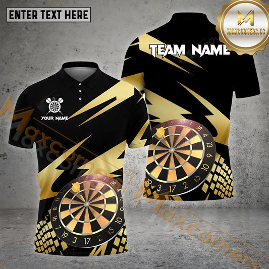 Maxcorners Darts Golden  Dartboard Multicolor Options Personalized Name, Team Name 3D Polo Shirt (4 Colors)