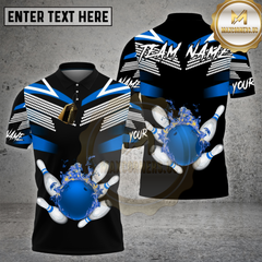 Maxcorners Bowling Fire Ball Strike Black Jersey Multi Options Personalized Name, Team Name 3D Shirt