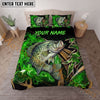 Maxcorners Fishing Neon Green Smoke Graphic Personalized Name Unisex 3D Bedding Set (13 Fish Species)