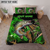 Maxcorners Fishing Neon Green Smoke Graphic Personalized Name Unisex 3D Bedding Set (13 Fish Species)