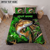 Maxcorners Fishing Neon Green Smoke Graphic Personalized Name Unisex 3D Bedding Set (13 Fish Species)