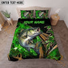 Maxcorners Fishing Neon Green Smoke Graphic Personalized Name Unisex 3D Bedding Set (13 Fish Species)