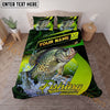 Maxcorners Fishing Neon Green Water Splash Personalized Name Unisex 3D Bedding Set (13 Fish Species)