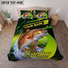 Maxcorners Fishing Neon Green Water Splash Personalized Name Unisex 3D Bedding Set (13 Fish Species)