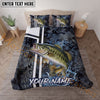 Maxcorners Fishing Black Tactical Pattern Water Splash Personalized Name Unisex 3D Bedding Set (13 Fish Species)